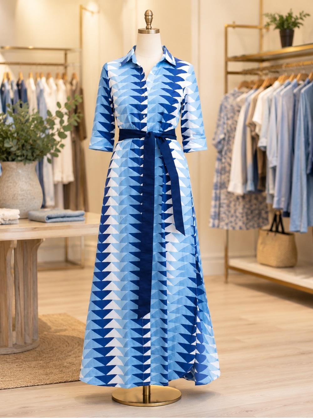 The Eloise Dress | Ocean Bagru Triangle maxi dress NWT